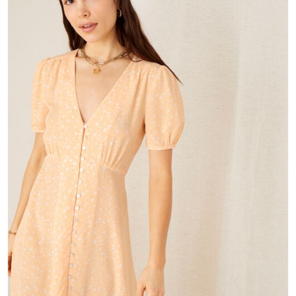 Monsoon printed tea dress in viscose orange (US 4)